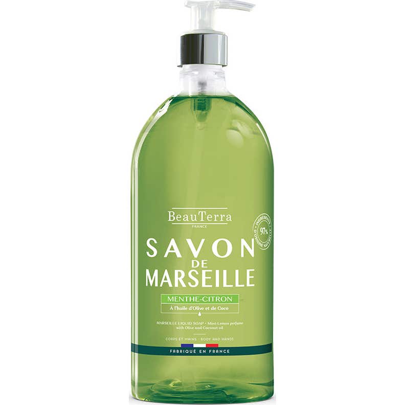BeauTerra Savon de Marseille Liquide Menthe Citron 1l