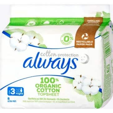 Always Serviettes Protecteur Cotton Taille 3 Nuit 8uts