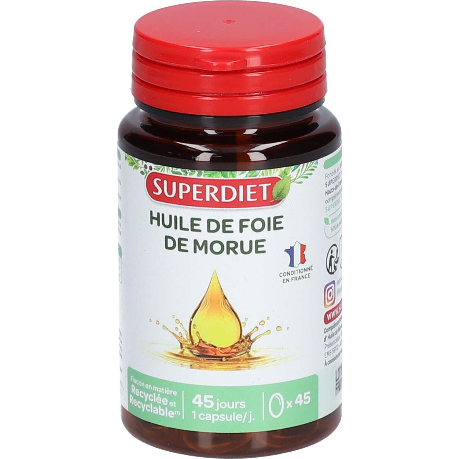 Superdiet Huile de Foie de Morue 45 Capsules