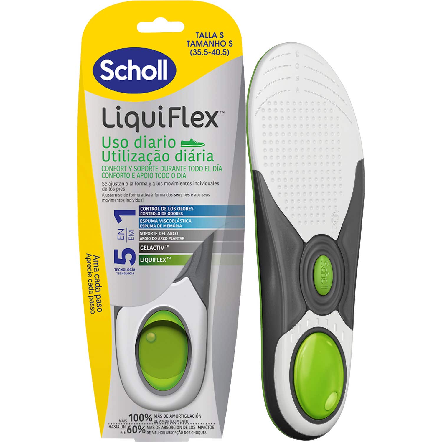Scholl LiquiFlex Semelles Soutien Quotidien Taille 1 1 Paire