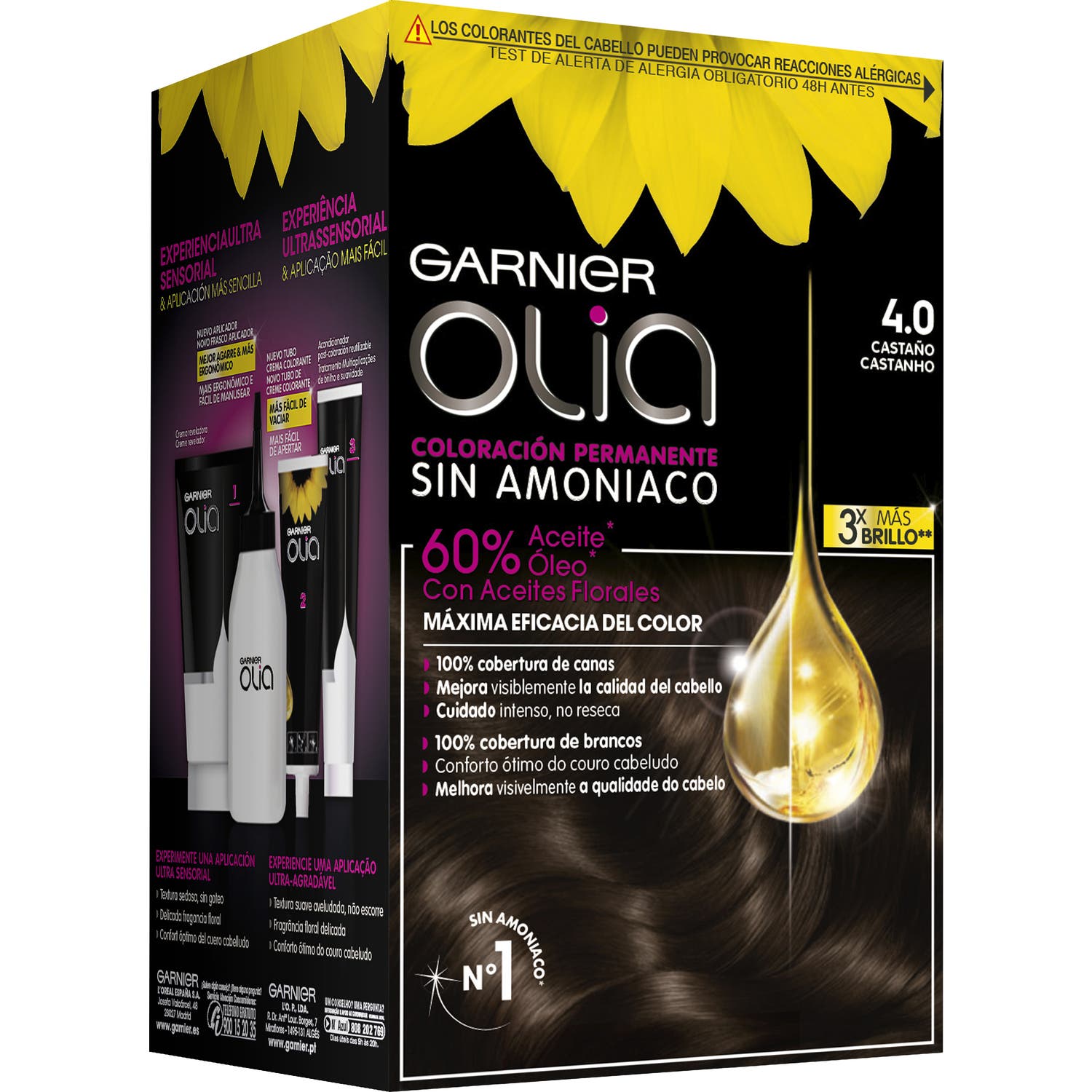 Garnier Olia Colorant permanent N°4.0 Châtaigne 4 pièces