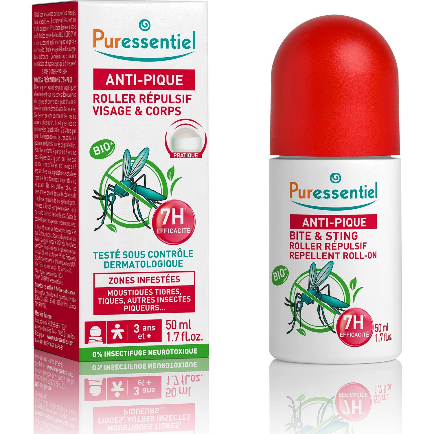 Puressentiel Roller Répulsif Visage & Corps aux He Bio 50ml