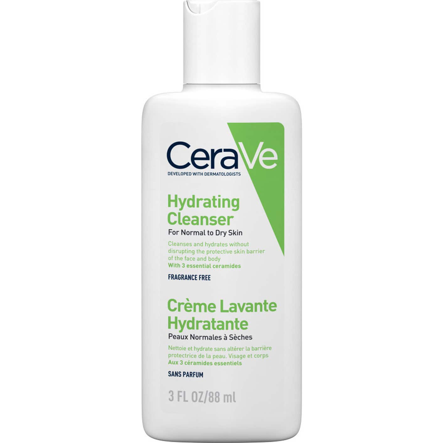 CeraVe Crème Lavante Hydratante Nettoyant Quotidien Corps et Visage Peau Normale à Sèche 88mL