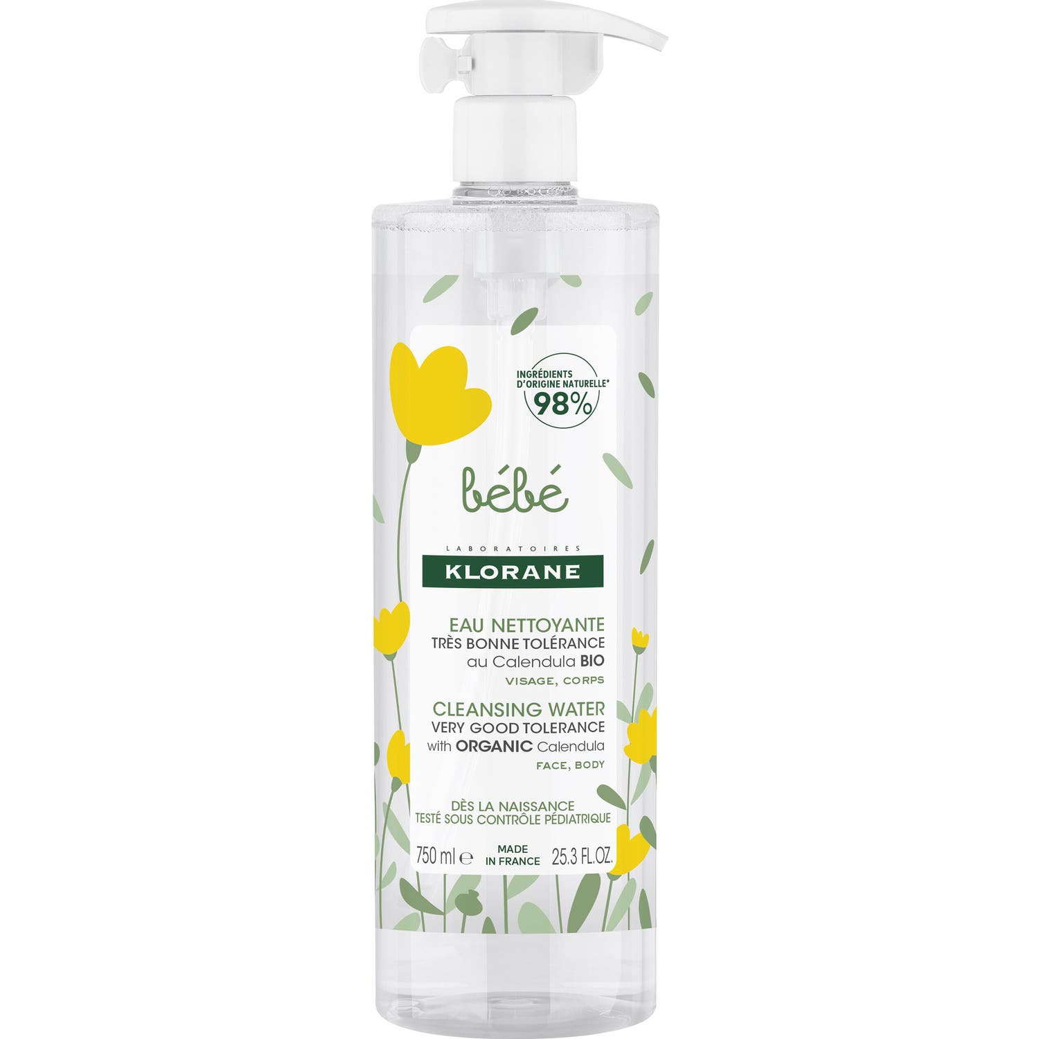 Klorane Bébé Eau Nettoyante Sans Rinçage 750ml