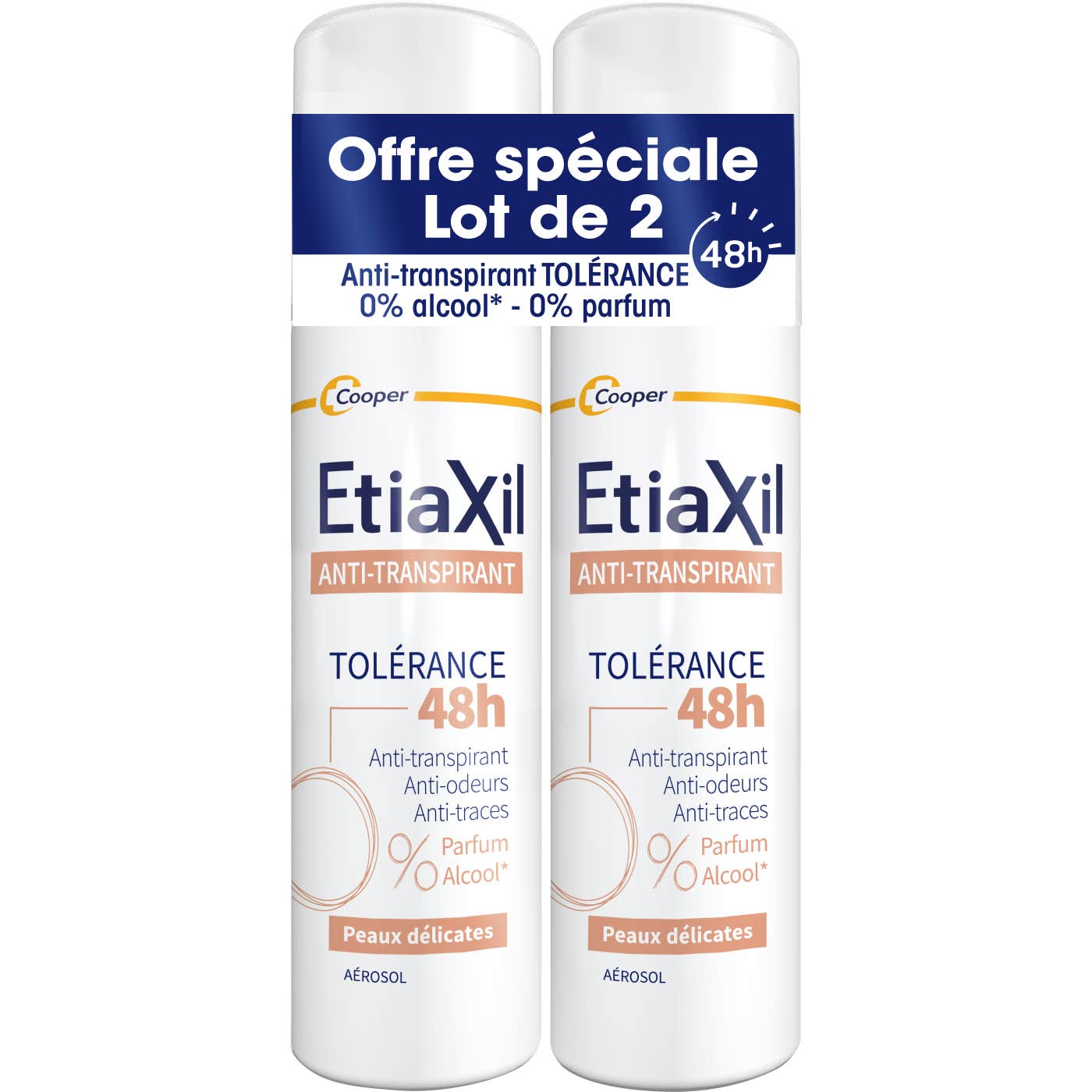 Etiaxil Anti-Transpirant Tolérance 48h Peaux Délicates Aérosol 2x150ml
