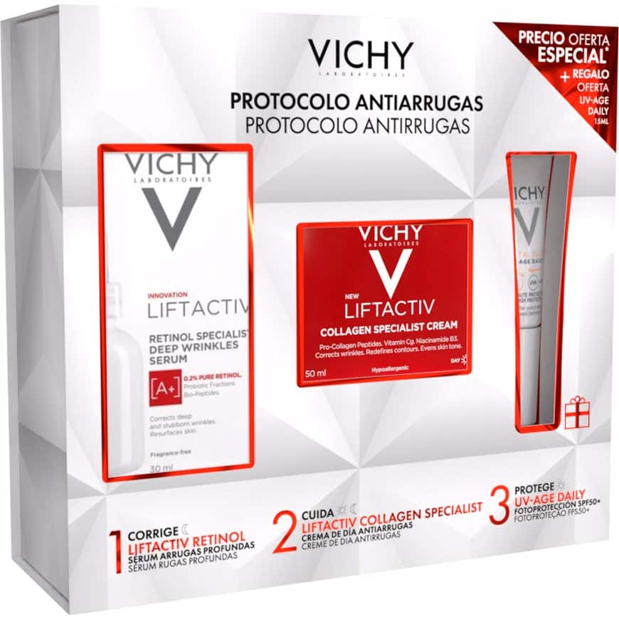 Vichy Pack Liftactiv Rétinol 30ml + Crème Collagène 50ml + Soleil 15ml 1ud