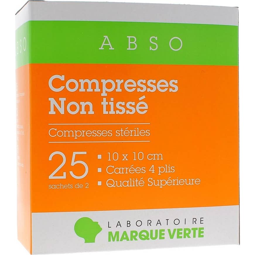 Marca Verde Compresas Absorbentesno Tejidas 10x10cm Bolsa 25x2uds