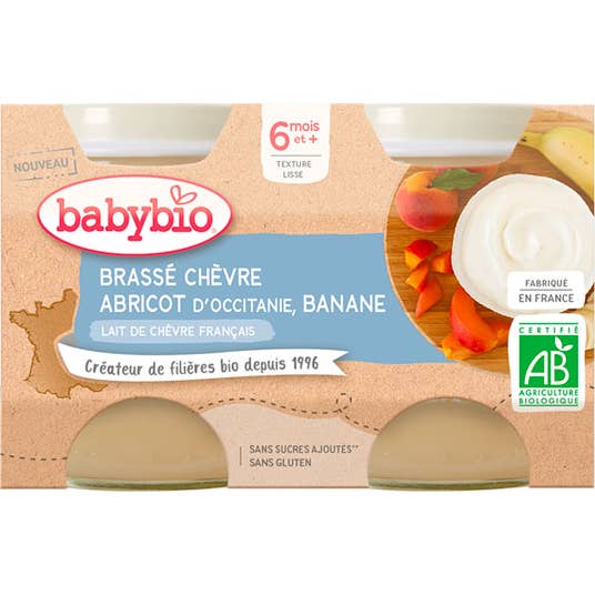 BabyBio Brasse Chevre Abricot Banana 2x130g