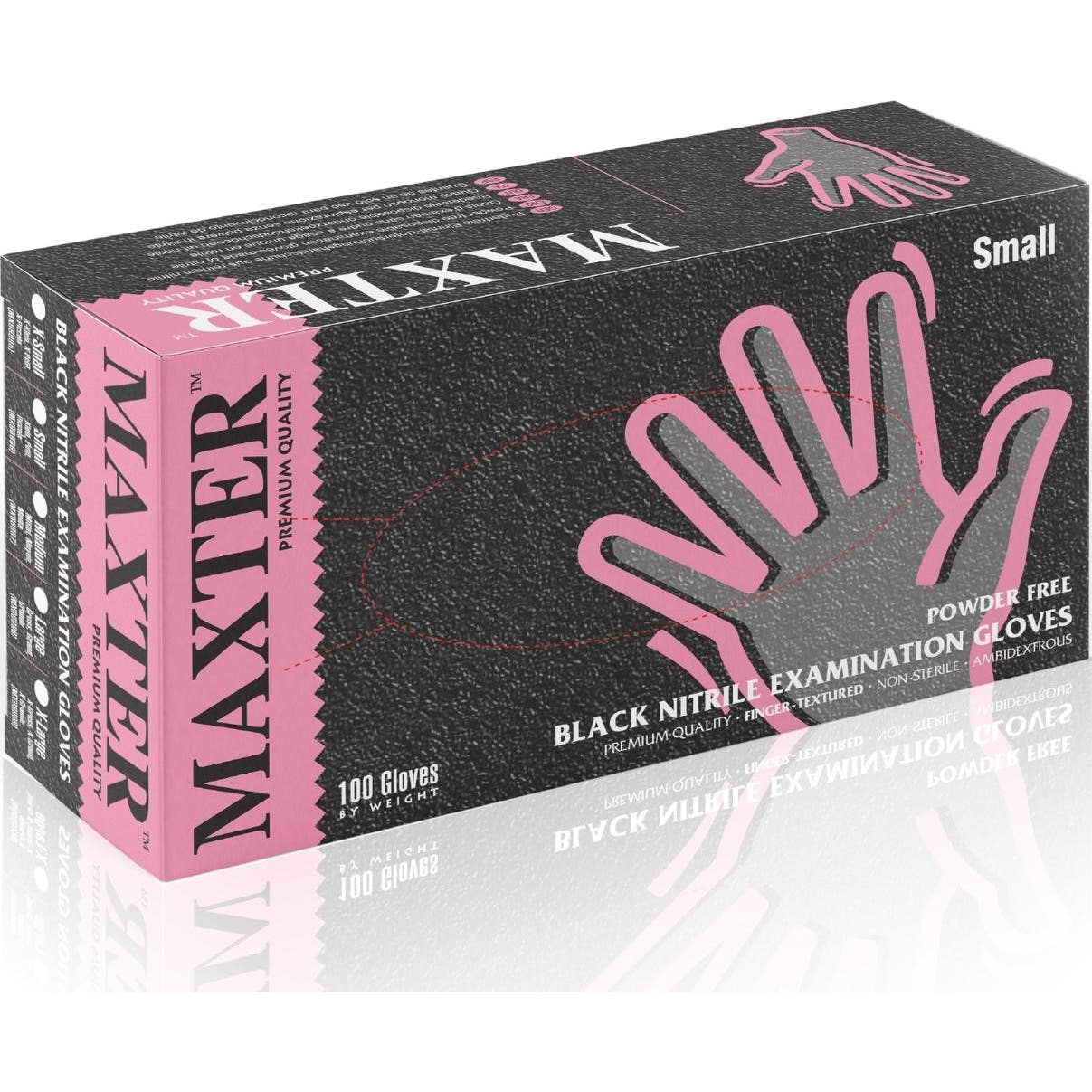 Maxter Gants Nitrile Non Poudrés Taille S Noir 100uts