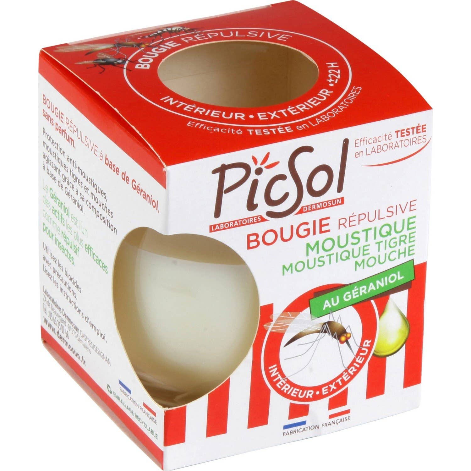 PicSol Bougie Répulsive Au Géraniol 110g