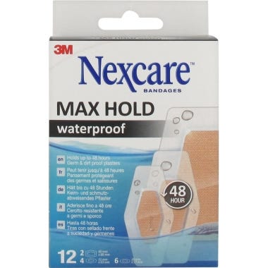 Nexcare MaxHold Bandages Étanches 12unités