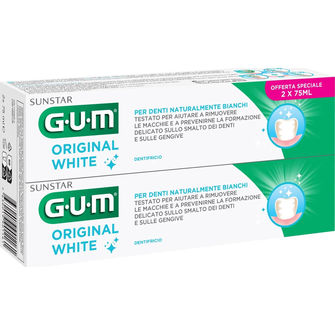 GUM Original White Pâte Dentaire 2x75ml