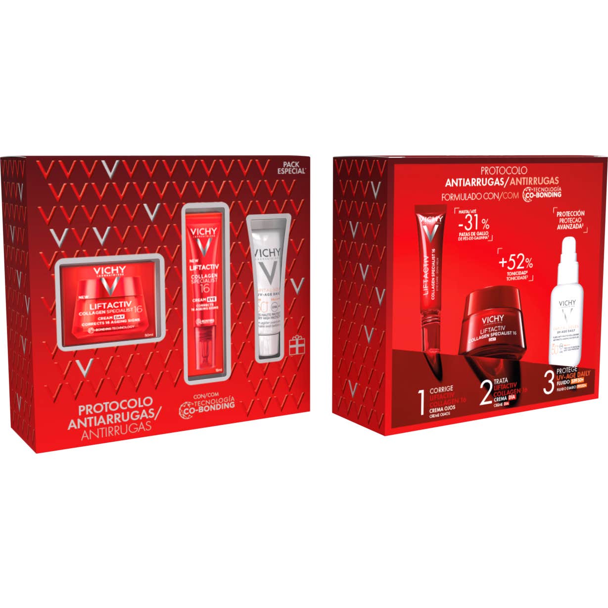 Vichy Pack Liftactiv Collagen Specialist 16 Crème 50ml + Contour Des Yeux 15ml + Solar UV Age Daily