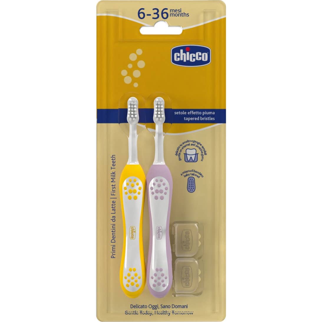 Chicco Brosse Dents Lilas + Moutarde 6-36M 2uts