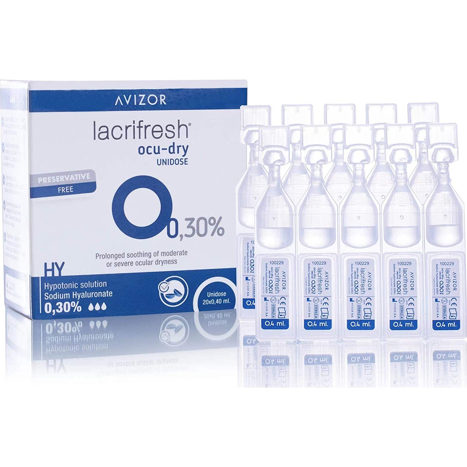 Avizor Lacrifresh Gouttes oculaires Hyaluronate de Sodium Ocudry 0.3 20x0.04ml
