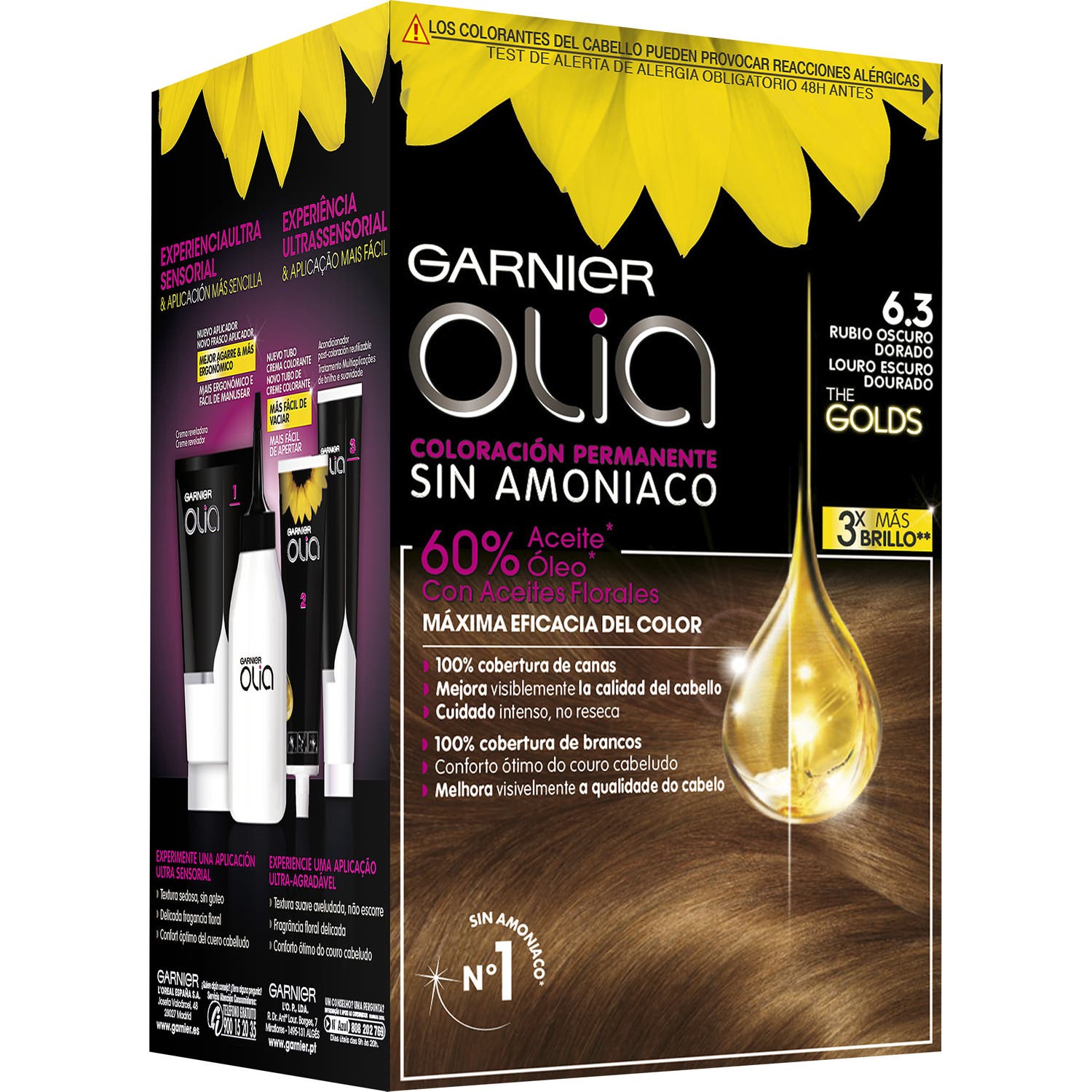 Garnier Olia Permanent Hair Color N°6.3 Dark Golden Blonde 4 pièces
