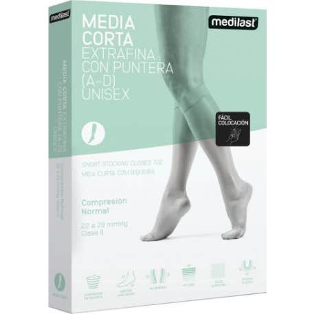 Medilast Media Corta (A-D) Compresión Normal Fácil Colocación con Puntera T-S 2uds