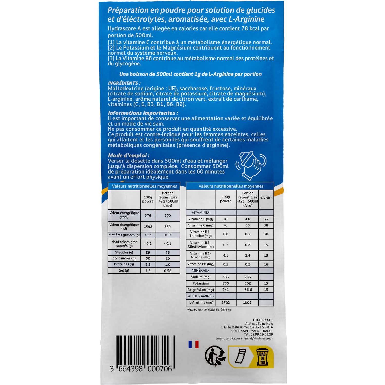 Hydrascore Boisson d'Attente Citron Vert 44g Hydrascore Boisson d'Attente Citron Vert 44g
