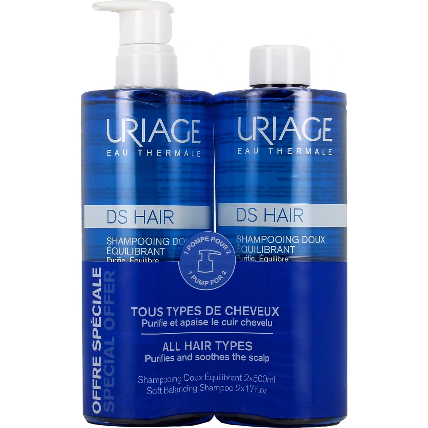 Uriage DS Hair Shampooing Doux Équilibrant 2x500ml