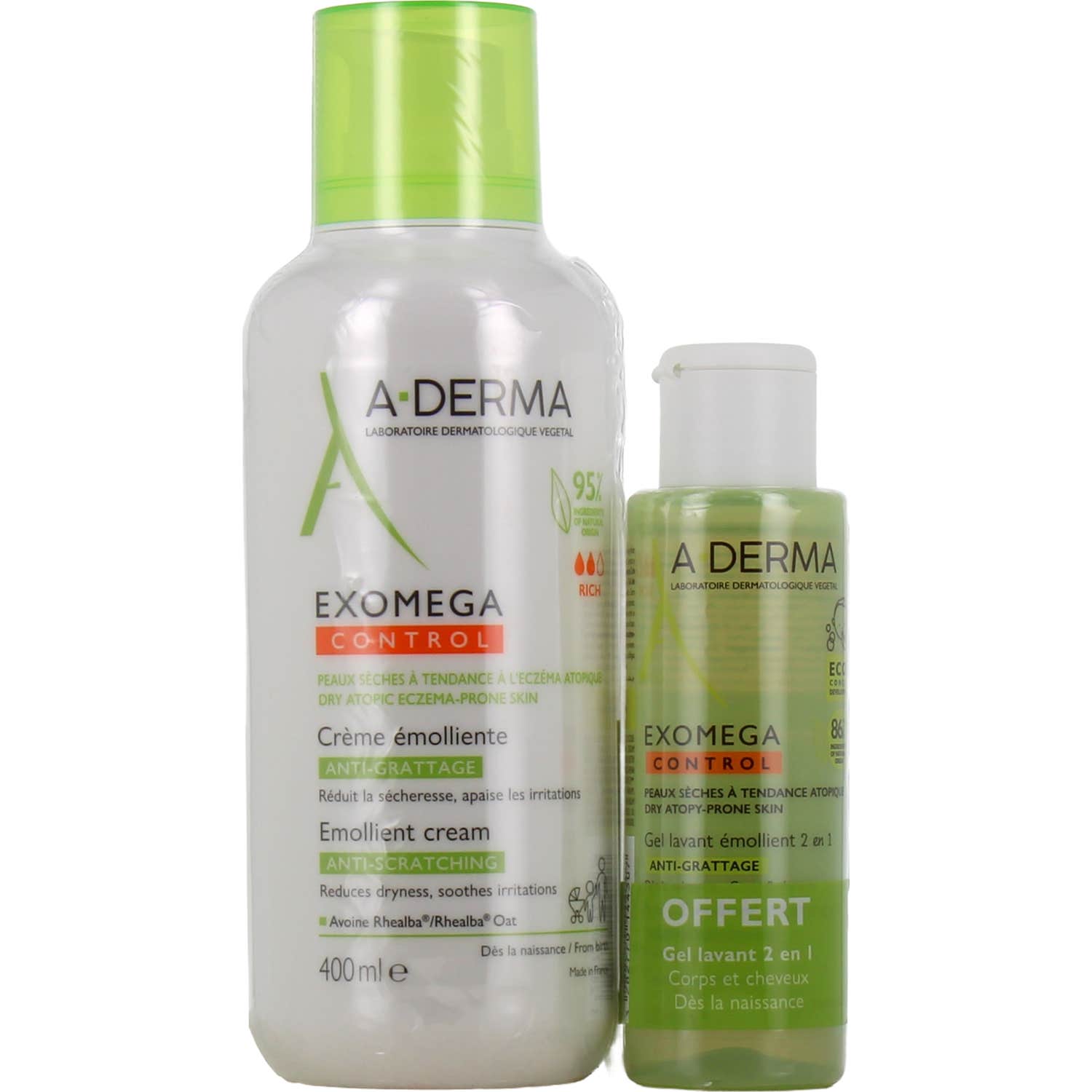 A-Derma Pack Exomega Crème Émolliente 400ml + Gel 100ml