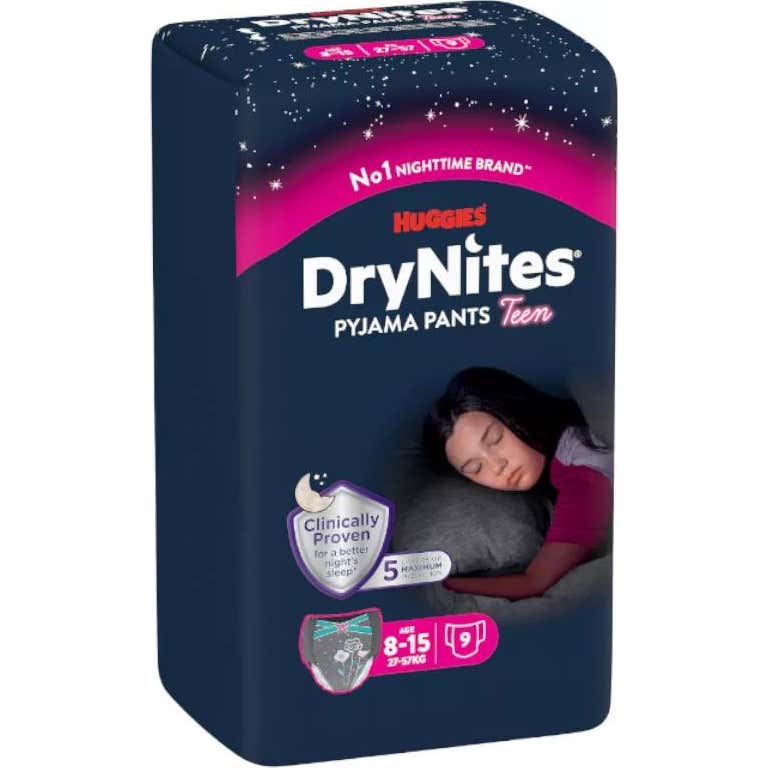 HUGGIES DryNites Pyjama-Culottes Fille 8–13 ans (27–57 kg) x9