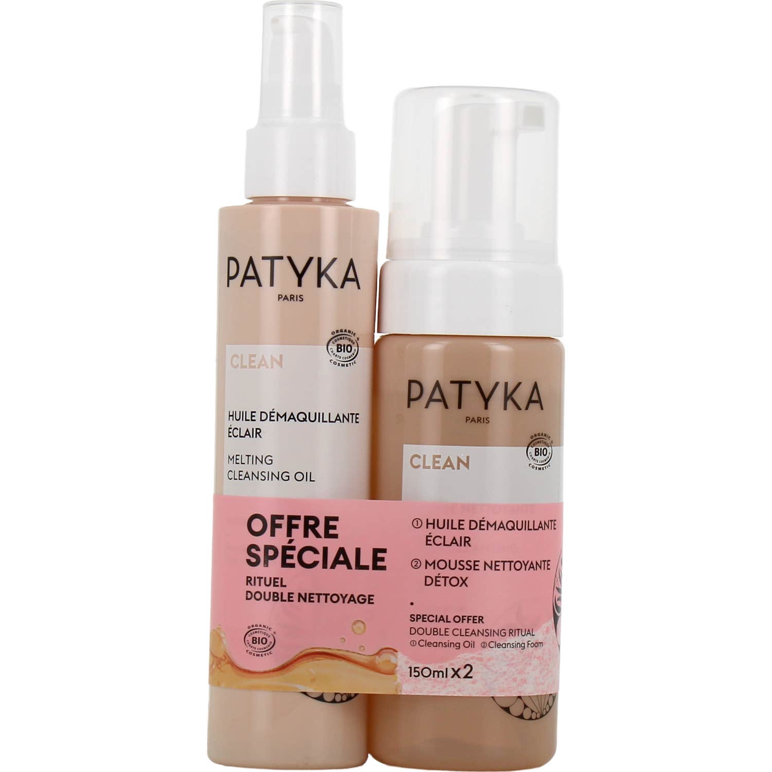Patyka Pack Mousse Nettoyante Détox 150ml + Huile Démaquillante Éclair 150ml
