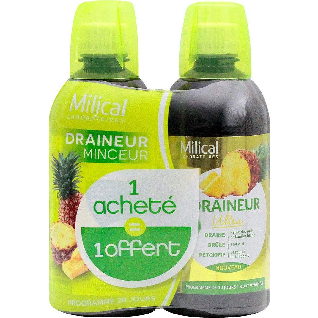 Milical Drainaligne Boisson Drainante à l'Ananas 500mL lot de 2