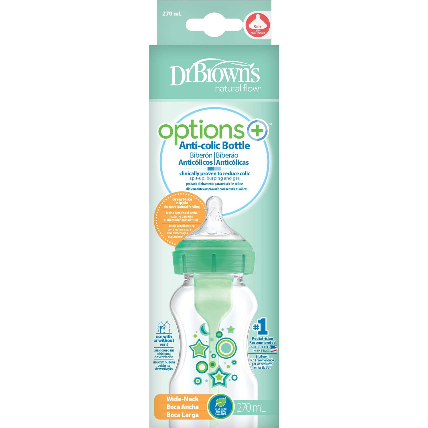 Dr. Brown'S Options+ Natural Flow Biberón 270ml Verde 1ud