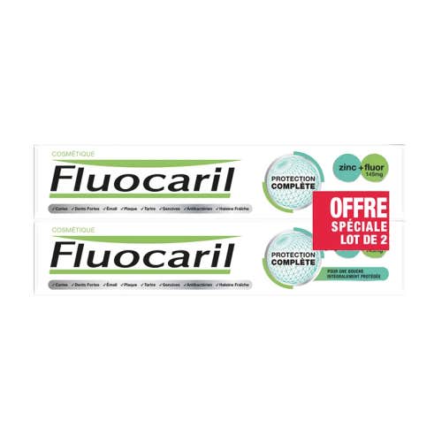 Fluocaril Protection Complète Dentifrice Zinc+Fluor 145mg 2x75ml
