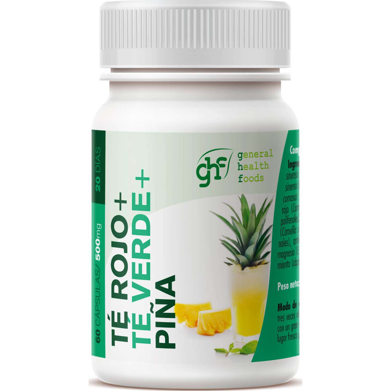 GHF Thé Vert + Thé Rouge + Ananas 500 mg 60 capsules