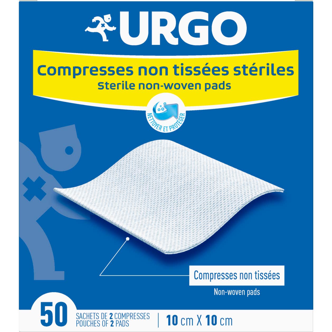 Urgo Compresses Non Tissées Stériles 10cm x 10cm 2x50 Unités