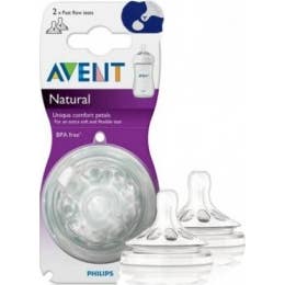 Avent Tétine 2 Trous Silicone Débit lent 1 mois+