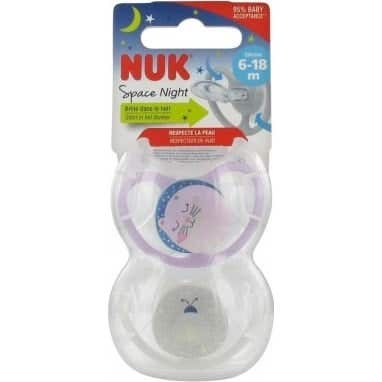 Nuk Silicone Sucettes Space Nuit 6-18M Fille 2uts