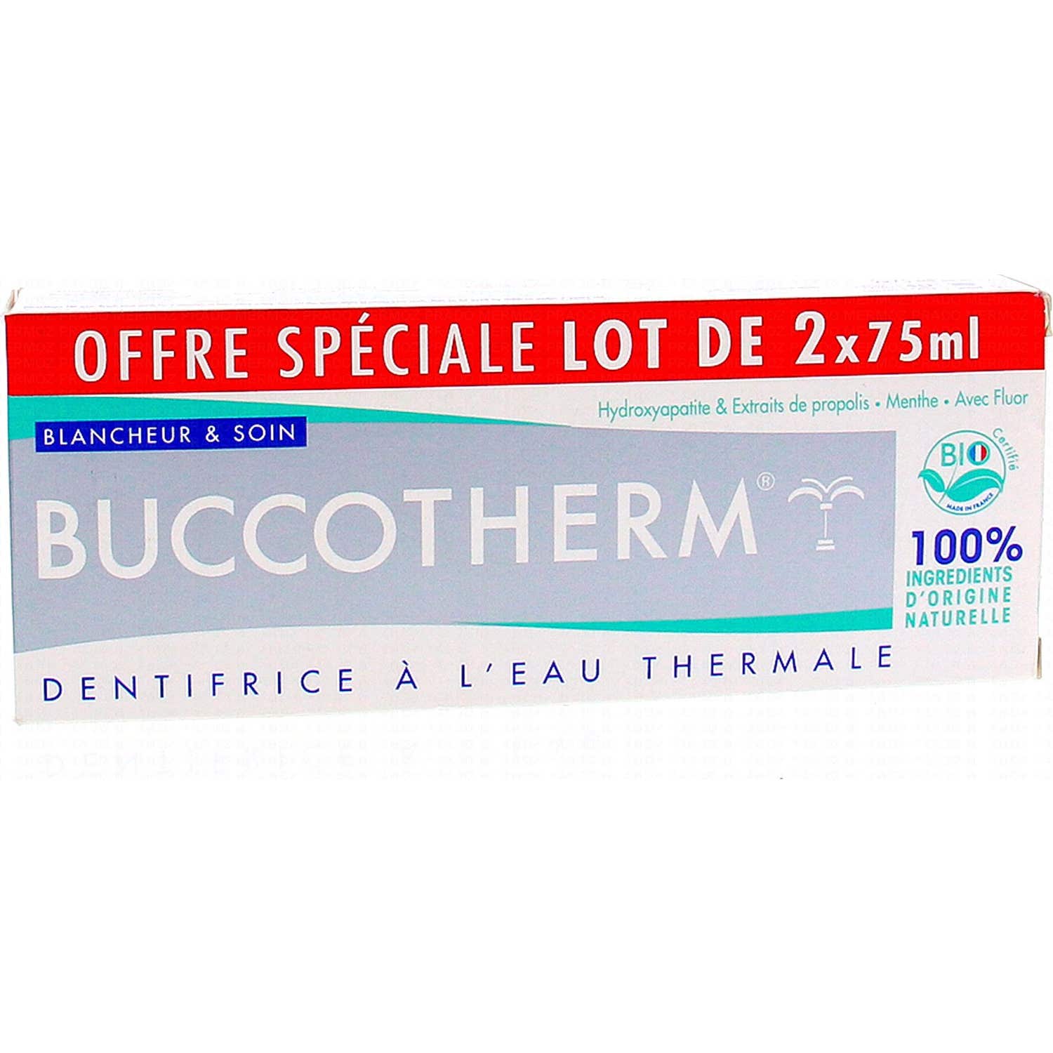 Buccotherm Dentifrice Blancheur Bio 2x75ml