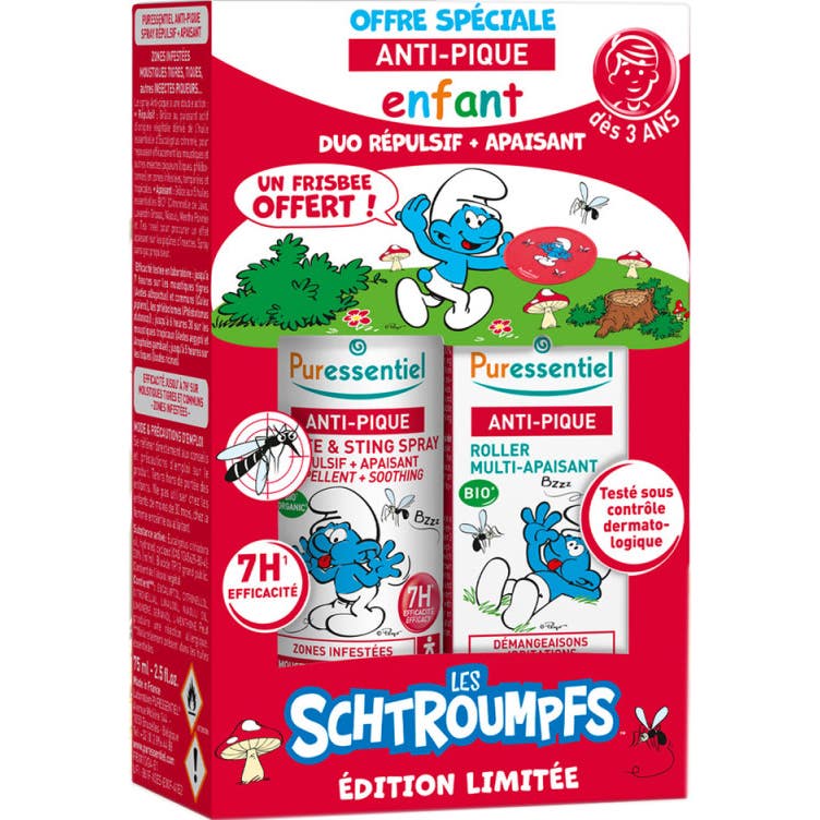Puressentiel Enfant Duo Set Répulsif + Apaisant Les Schtroumpfs