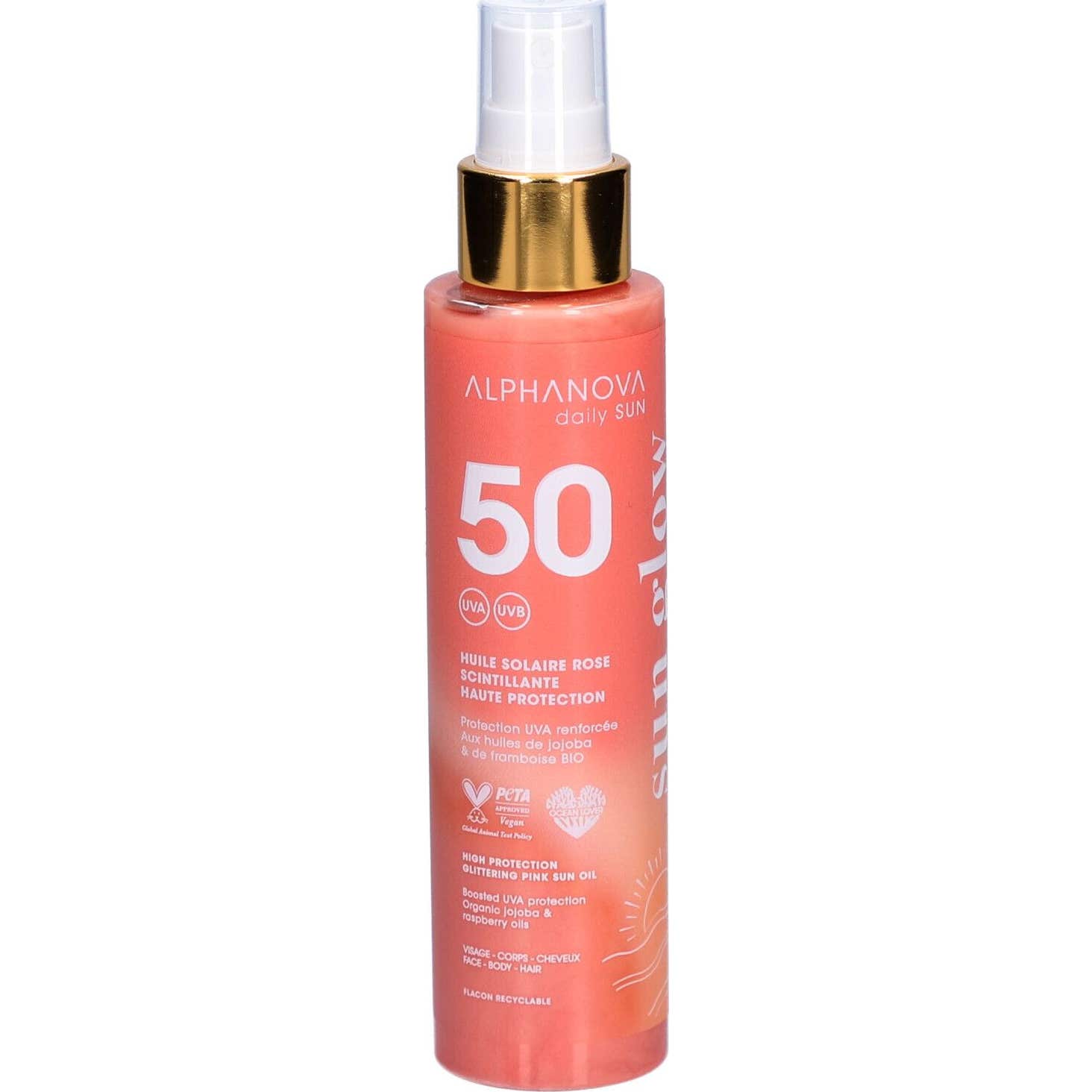 Alphanova Daily Sun Glow Huile Solaire Rose Scintillante Spf50 125ml