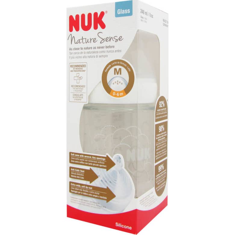 Nuk Biberón Cristal Nature Sense M Silicona 240ml (azul Celeste *