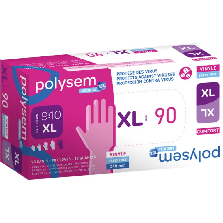 Polysem Gants Sans Poudre En Vinyle Taille XL 100uts