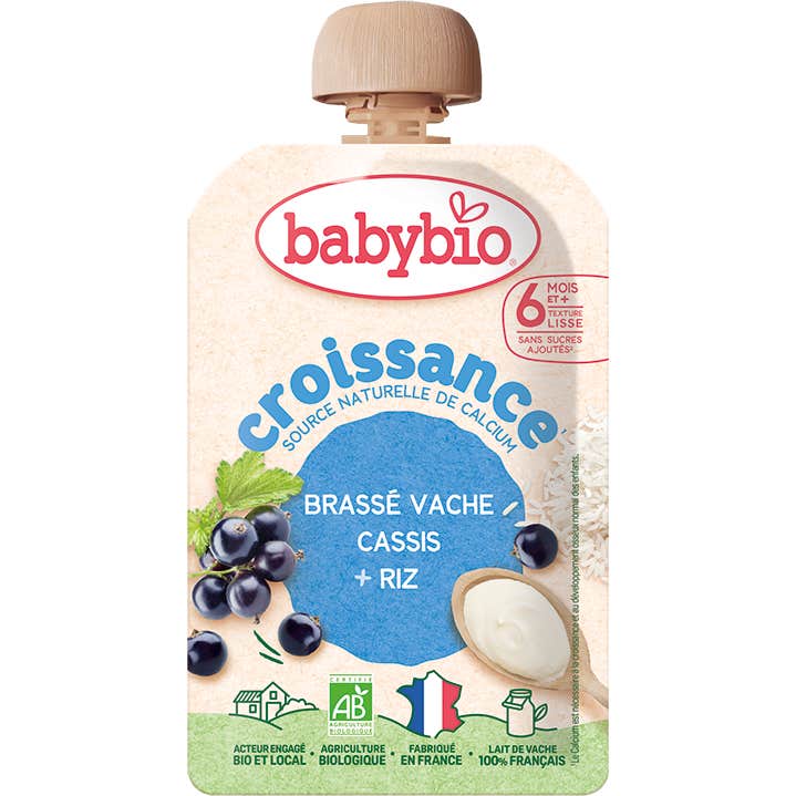 BabyBio Croissance Brassé Vache Cassis Riz +6M 100 g