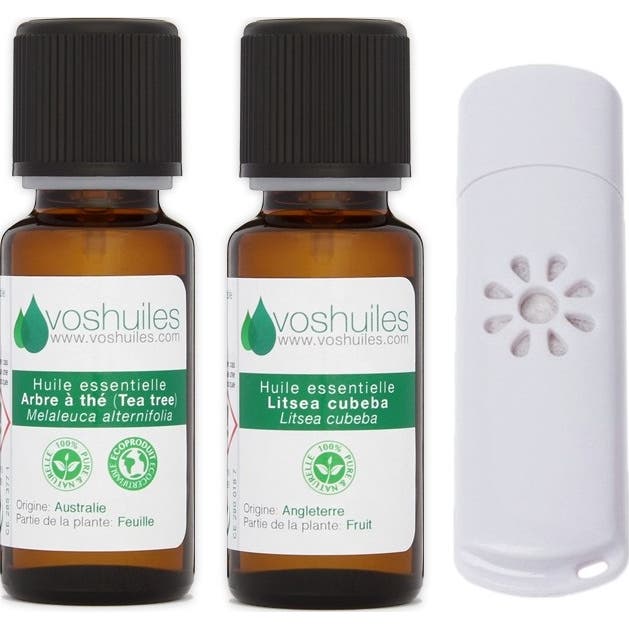 Voshuiles Mon Petit Kit « Bureau » 2 Huiles Essentielles & 1 Mini Diffuseur Usb
