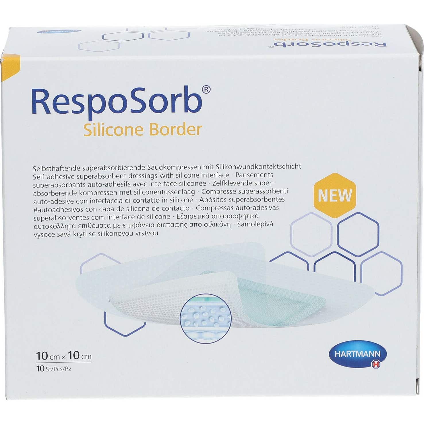 Resposorb Silicone Border Pansement 10x10cm 10uts