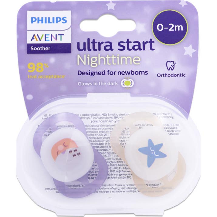 Philips Avent Ultra Start Nighttime Sucette Scf075/09 2 Unités