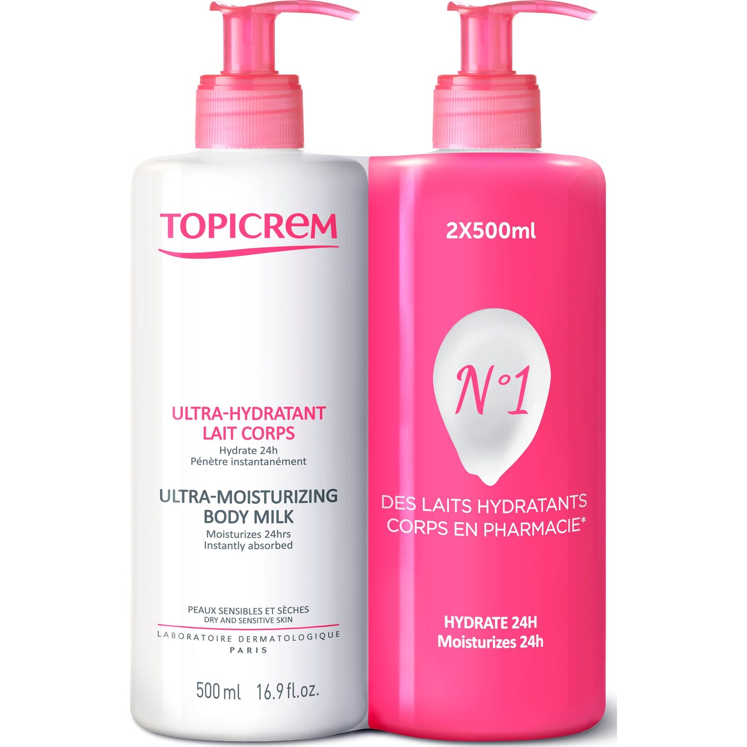 Topicrem Ultra-Hydratant Lait Corps 2x500ml