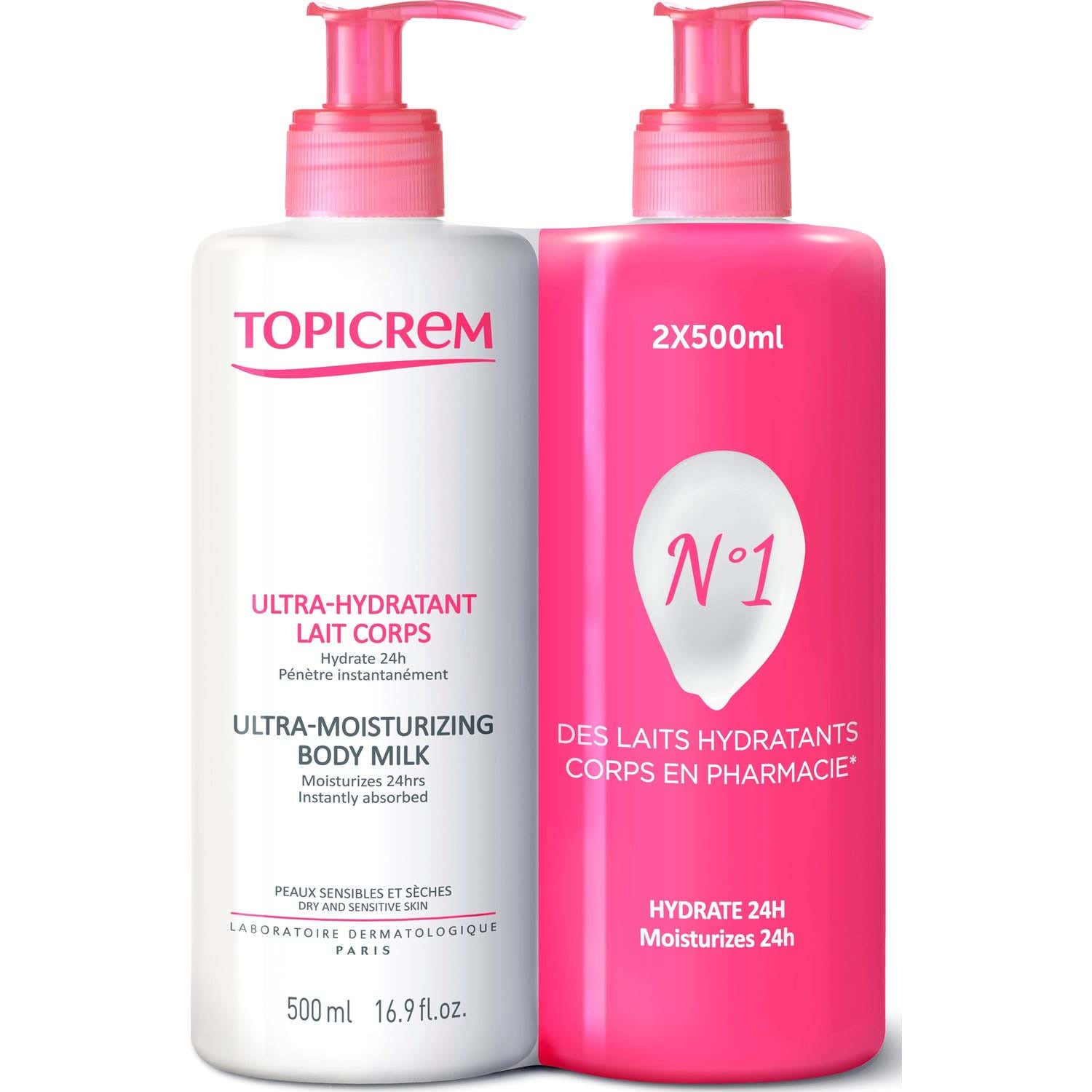 Topicrem Ultra-Hydratant Lait Corps 2x500ml