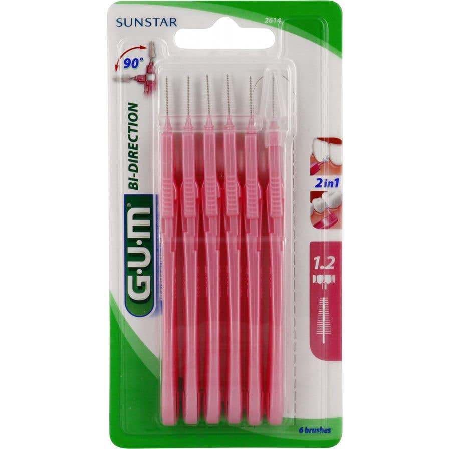 Gum Brossette Interdentaire Bi-Direction 90° 1,2mm 6 Unités