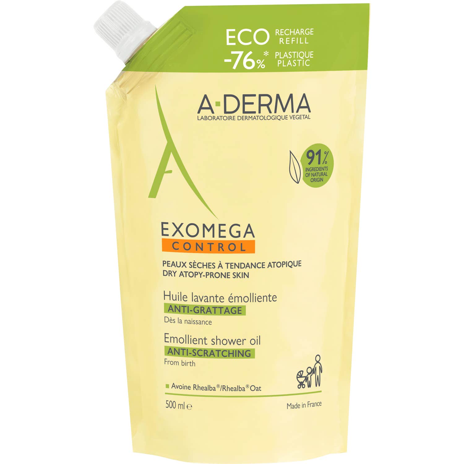 A-Derma Exomega Control Eco Huile Lavante Recharge 500ml