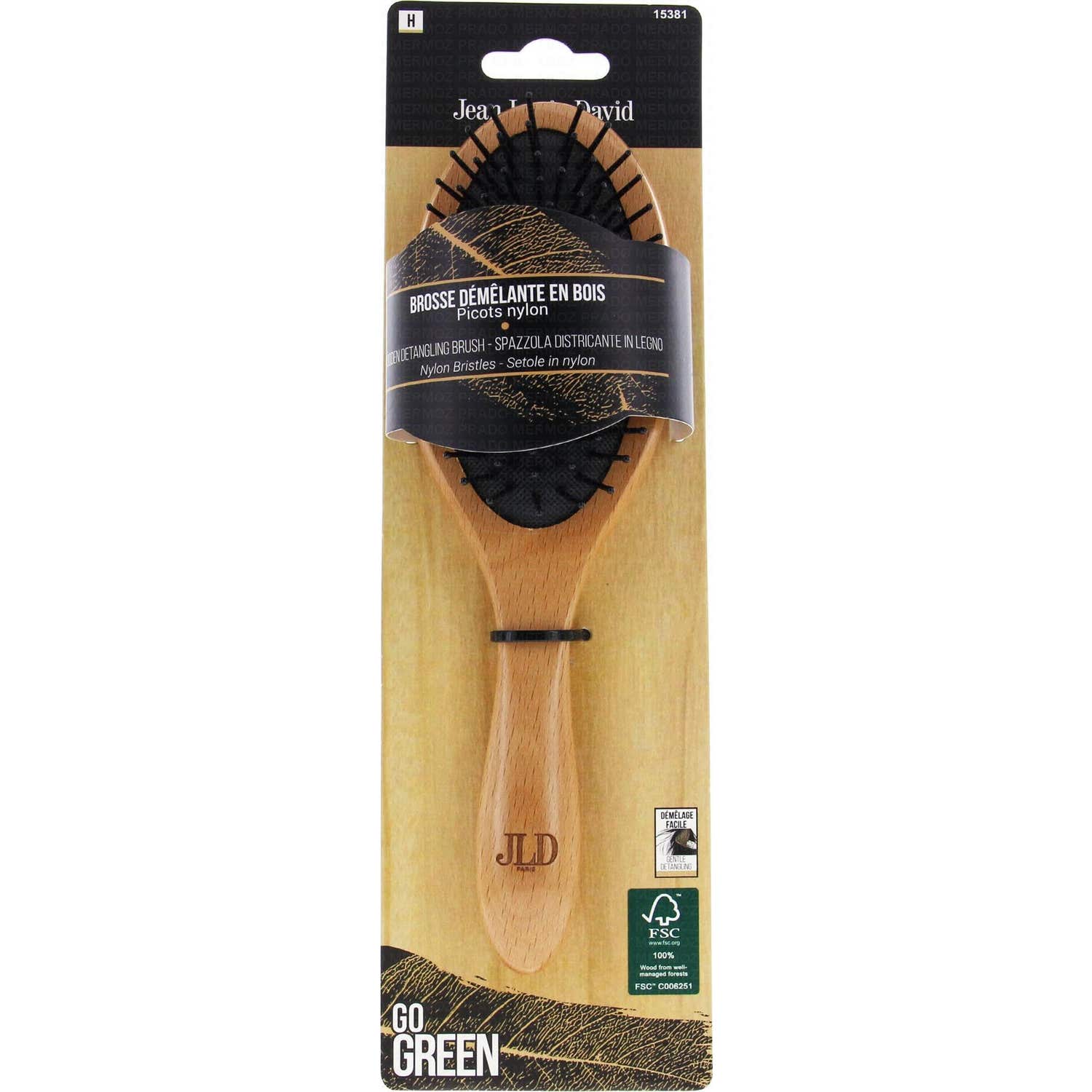 Jean Louis David Go Green 15381 Cepillo Desenredante de Madera 1ud