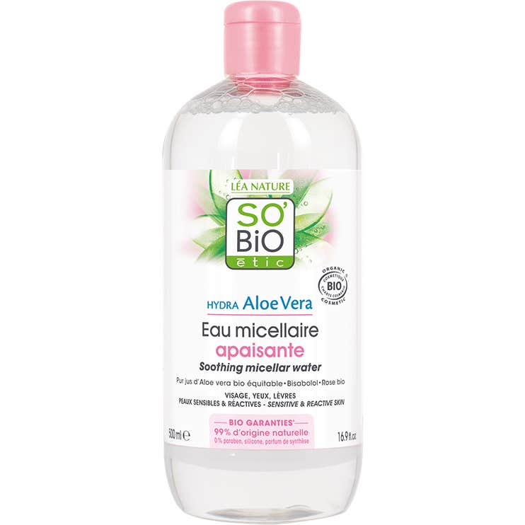 So'Bio Étic Eau Micellaire Apaisant Aloe Vera & Roses Bio 500ml
