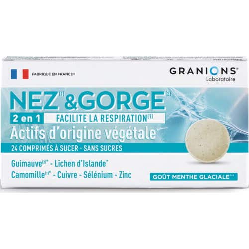 Granions Nez & Gorge En 1 Goût Menthe Glaciale 24 Comprimés À Sucer Taille 2