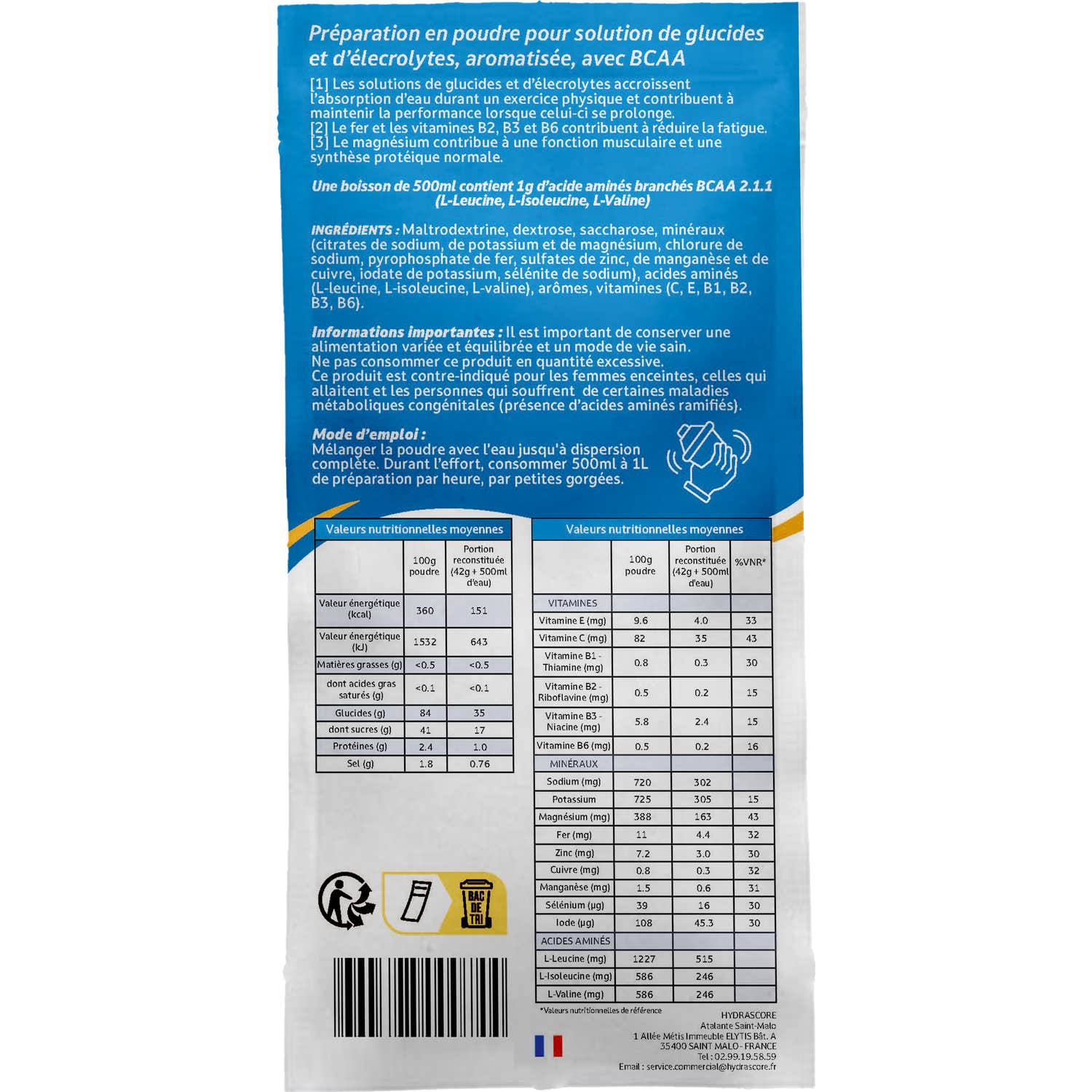 Hydrascore N°9 Boisson Isotonique Neutre 42g Hydrascore N°9 Boisson Isotonique Neutre 42g